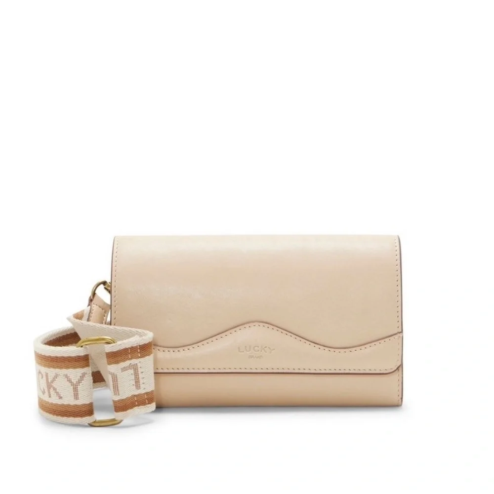 LUCKY BRAND Leather Cali Crossbody/Wallet w/ Detachable Strap, Off-White - NWT